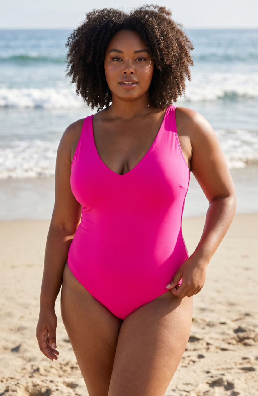 TA3 Plungey One Piece Swimsuit Pink 2X Extra Long NWT